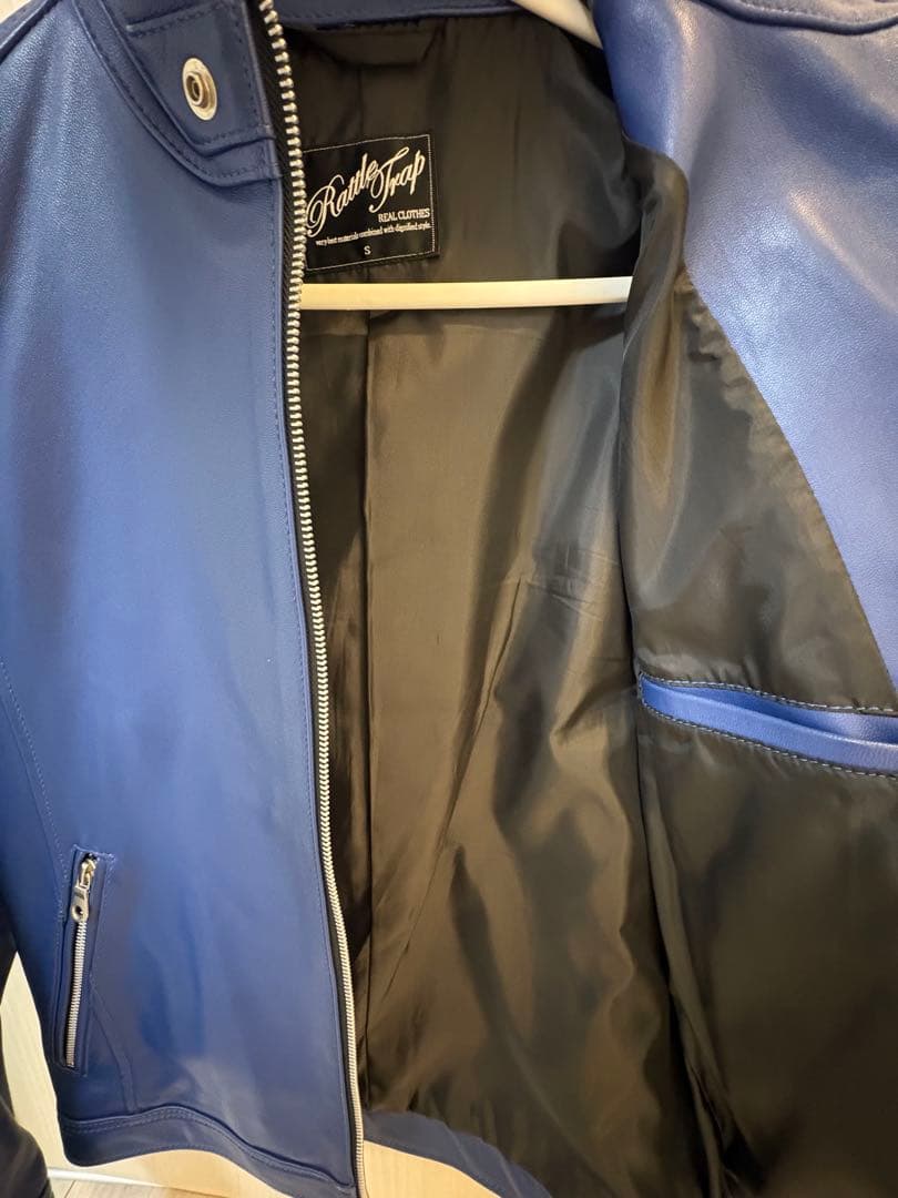 ブルー　レザー　ジャケット