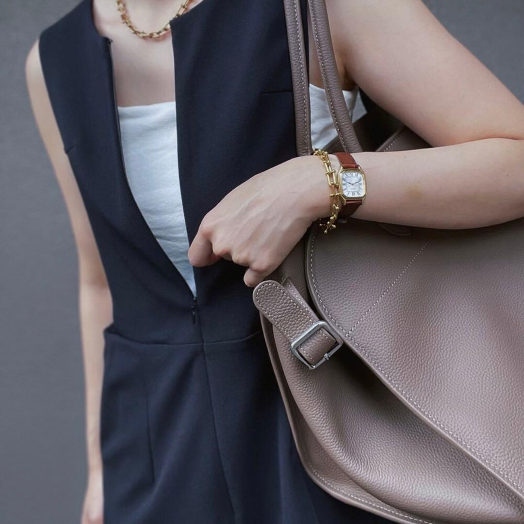 【JISTORY】未使用品 ジストリー シボ革 サイドベルトボストン グレージュ