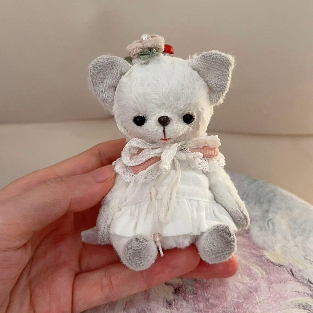 仲良しちゃん 白いキツネ アーティストベア 海外作家様 ロシア ハンドメイド