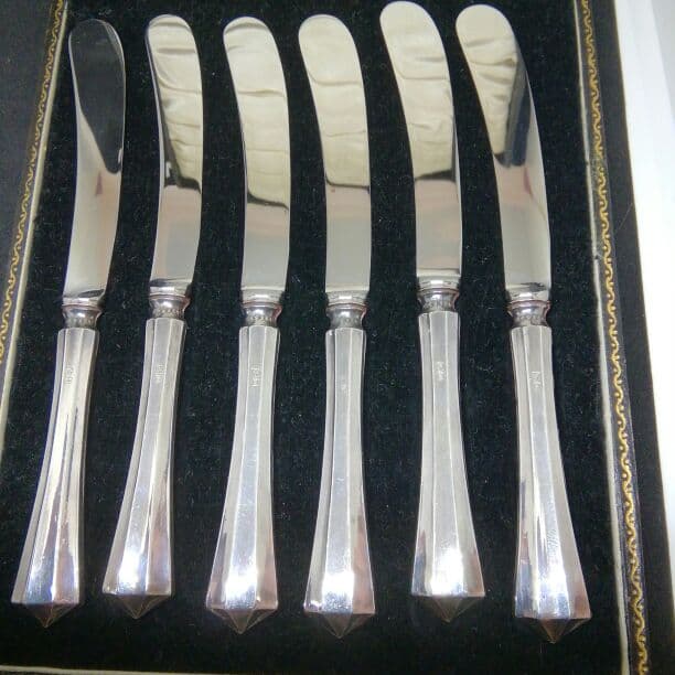 アンティークティーナイフ6本セットスターリングシルバー＆ステンレス1929年