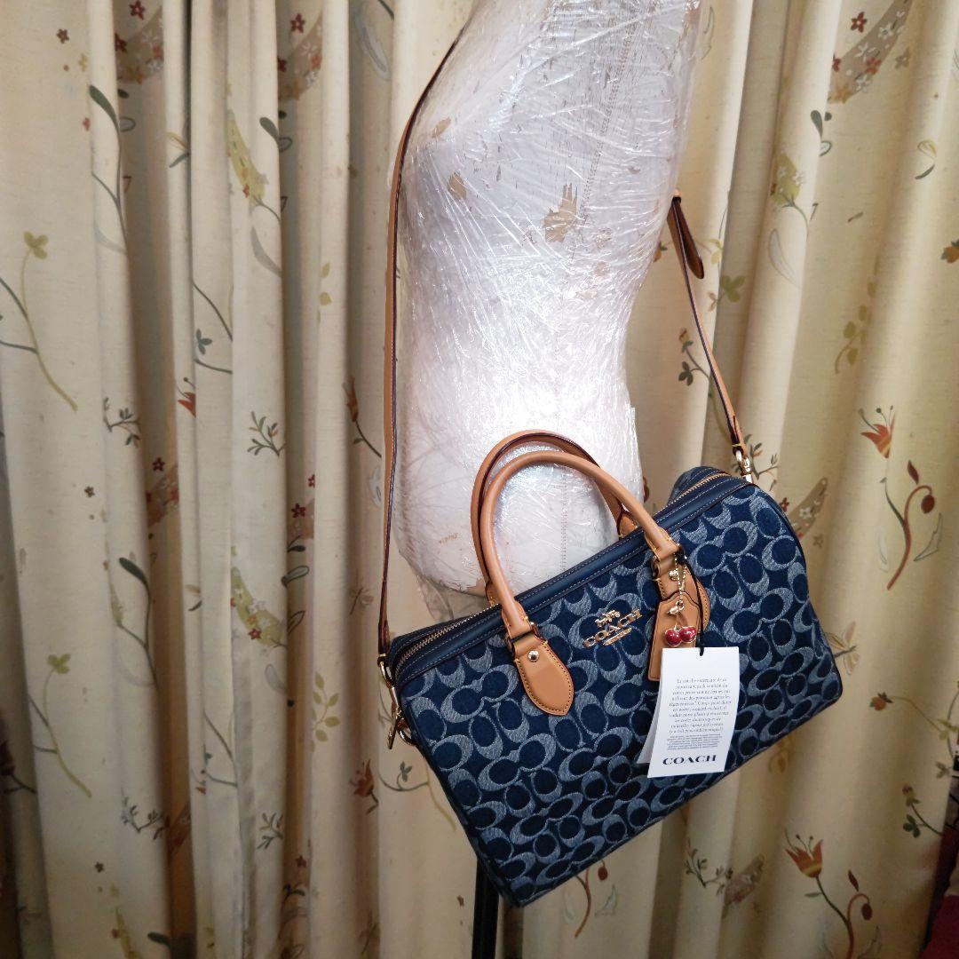 ももたCOACH コーチ ショルダーバッグ ボストンバッグ デニムネイビー