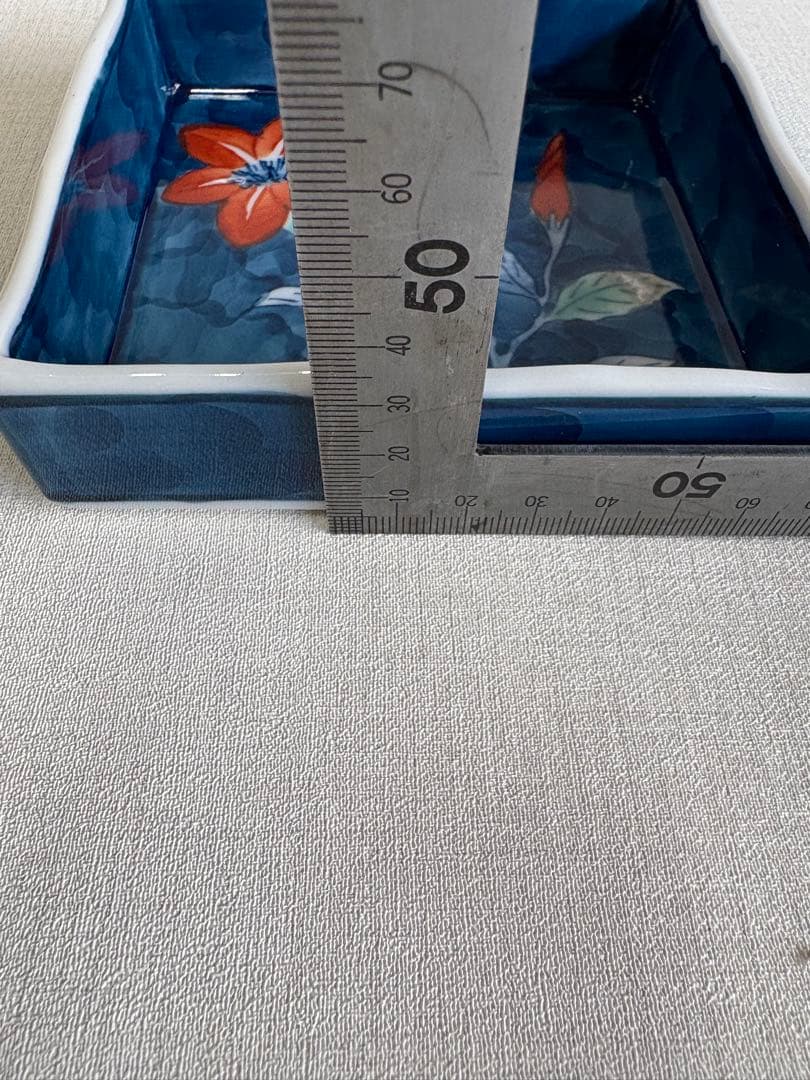 花柄の青い皿 大皿と銘々皿