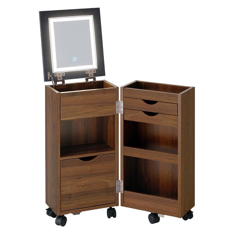 [Hagihara]化粧ケース コスメワゴン ダークブランMUD-6679DBR