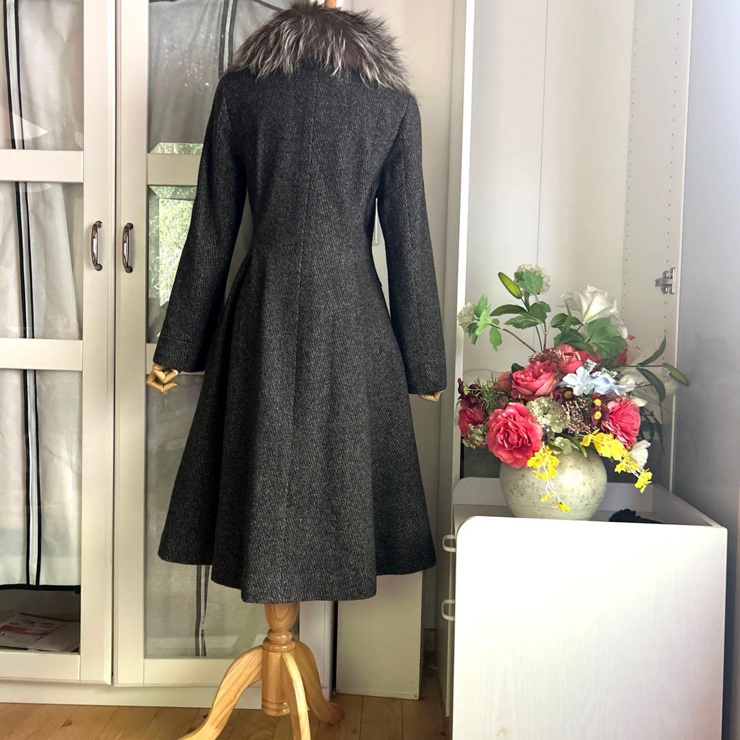 美品　富和　柔らかいカシミヤ100% 美しいシルエット　ワンピース 風コート