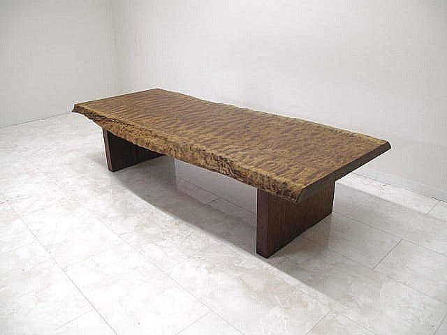 ブビンガ一枚板 センターテーブル 　 虎杢 リップル杢 座卓　銘木