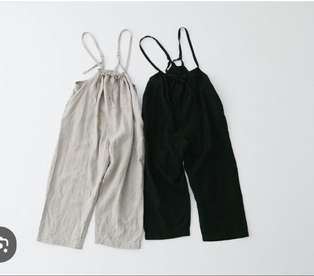 ネストローブ　ブラックリネンドロストサロペット