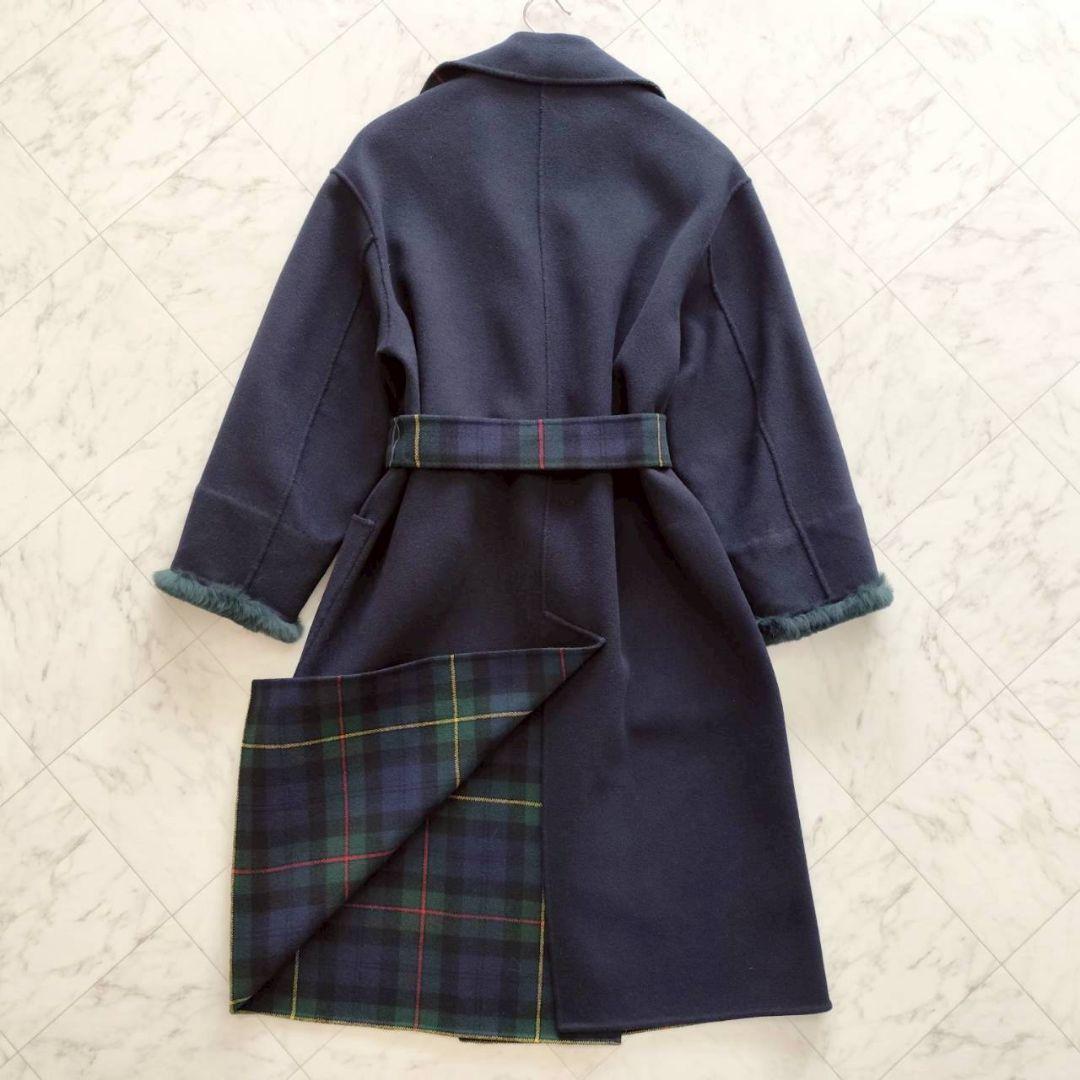 Max mara クチートアマーノ リバーシブル チェック ロング コート