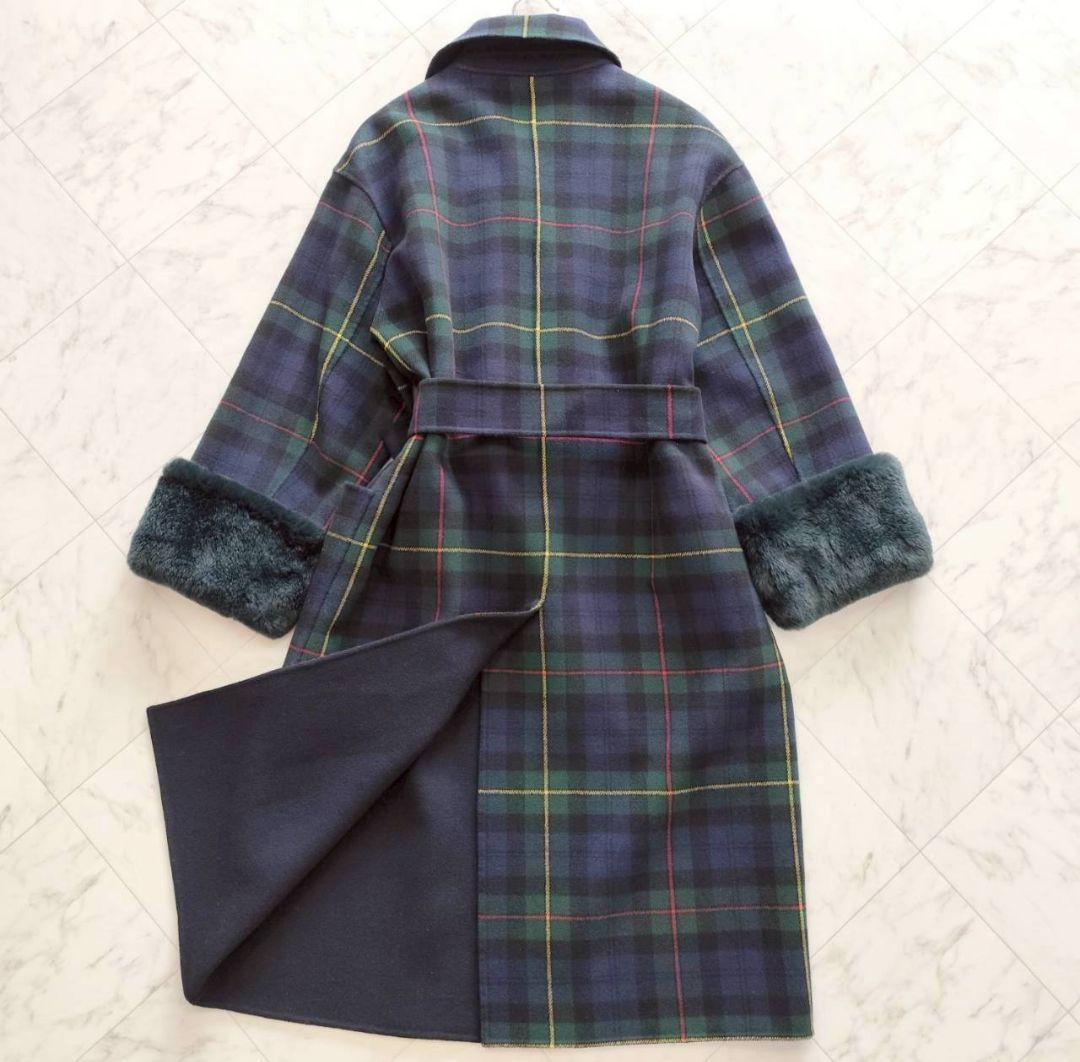 Max mara クチートアマーノ リバーシブル チェック ロング コート