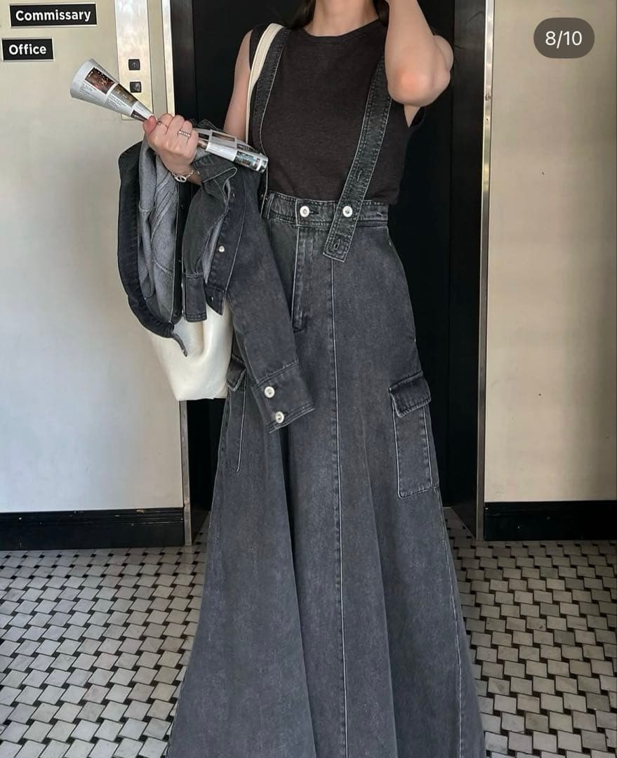 ダークグレー デニム サロペット