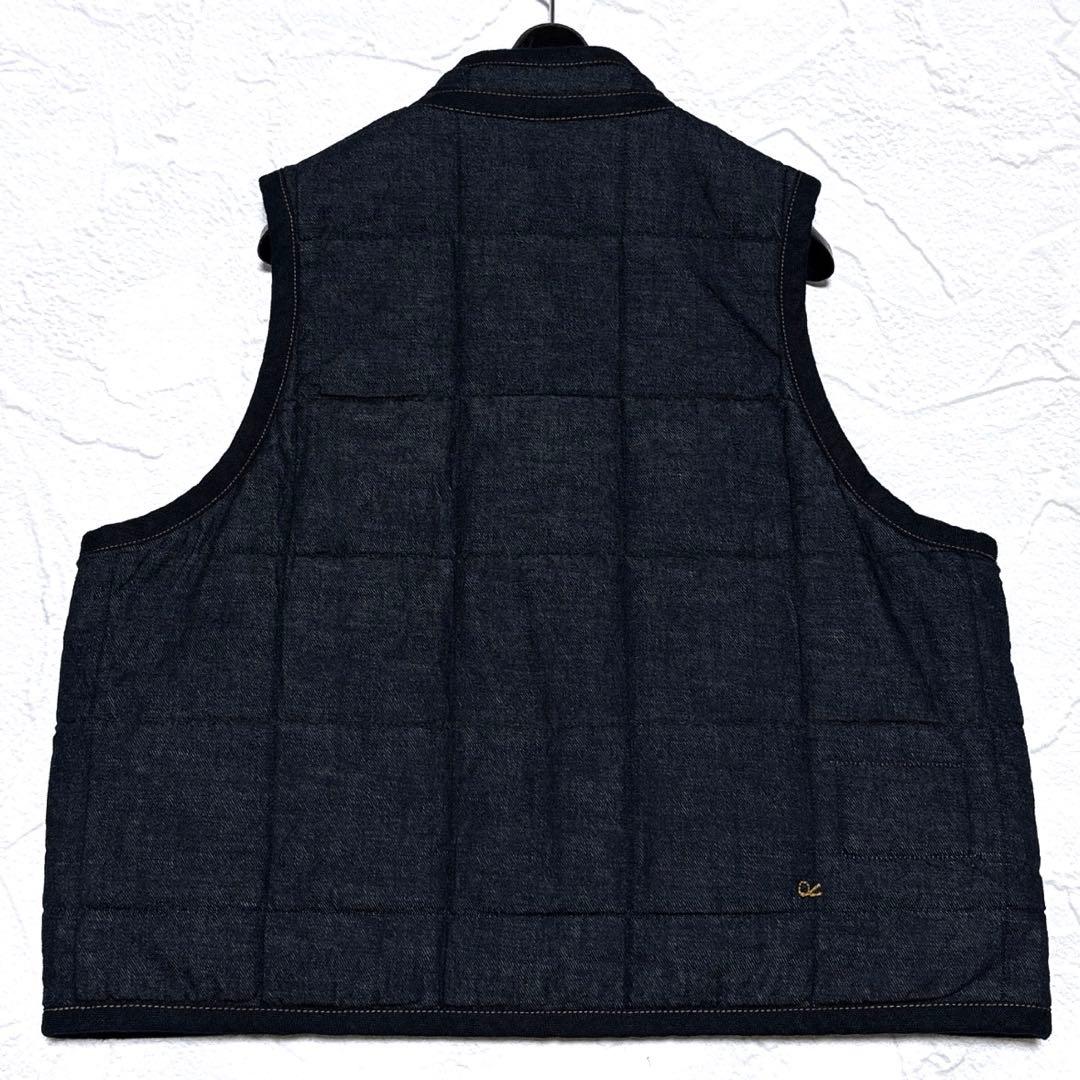 美品✨45R　45プチデニム×厚ナイロンの908キルトベスト　リバーシブル　中綿