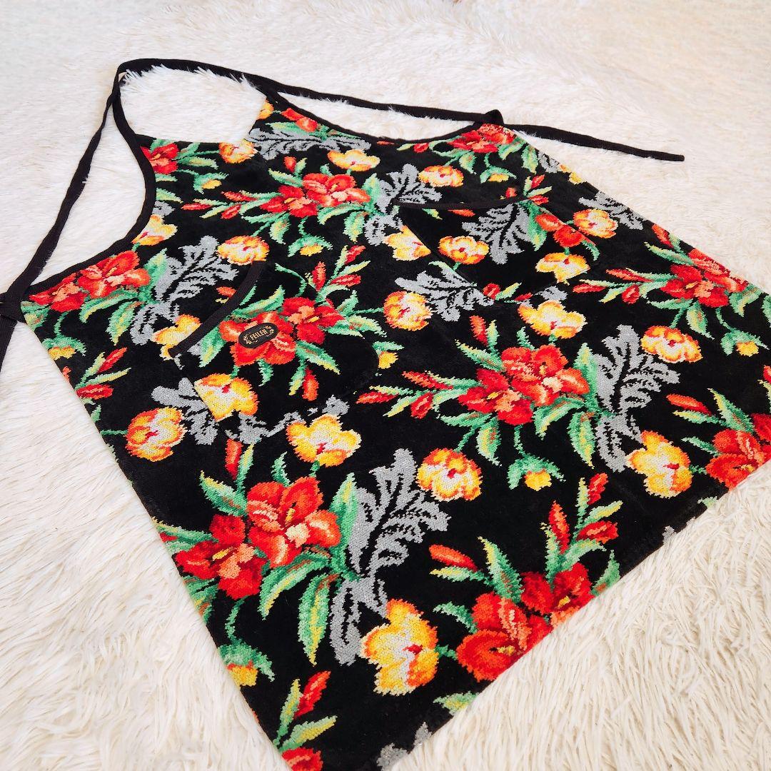 《美品》FEILER フェイラー シュニール織り ハイビスカス ラメ入りエプロン