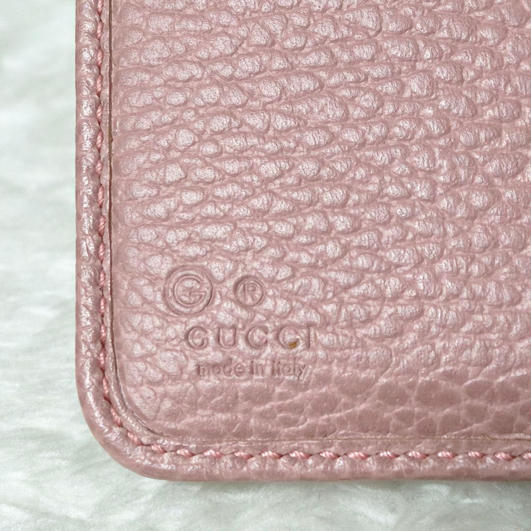 極美品✨ GUCCI GGキャンバス 二つ折り財布 ラウンドジップ ピンク