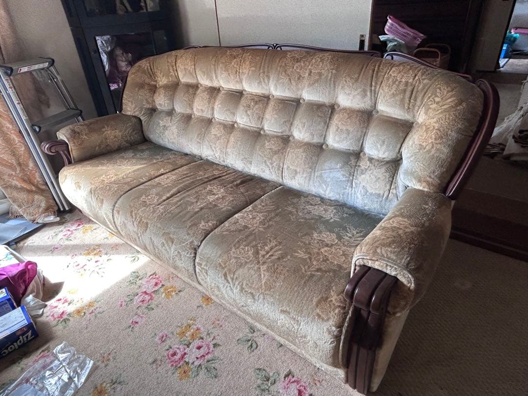 ꧁カリモク家具 karimoku꧂オールドカリモク 金華山織3人掛けソファ 千葉