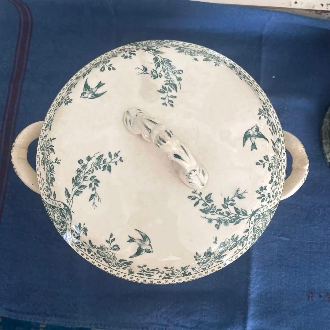 フランス アンティーク ボルドー窯 スーピエール ツバメ バード 鳥