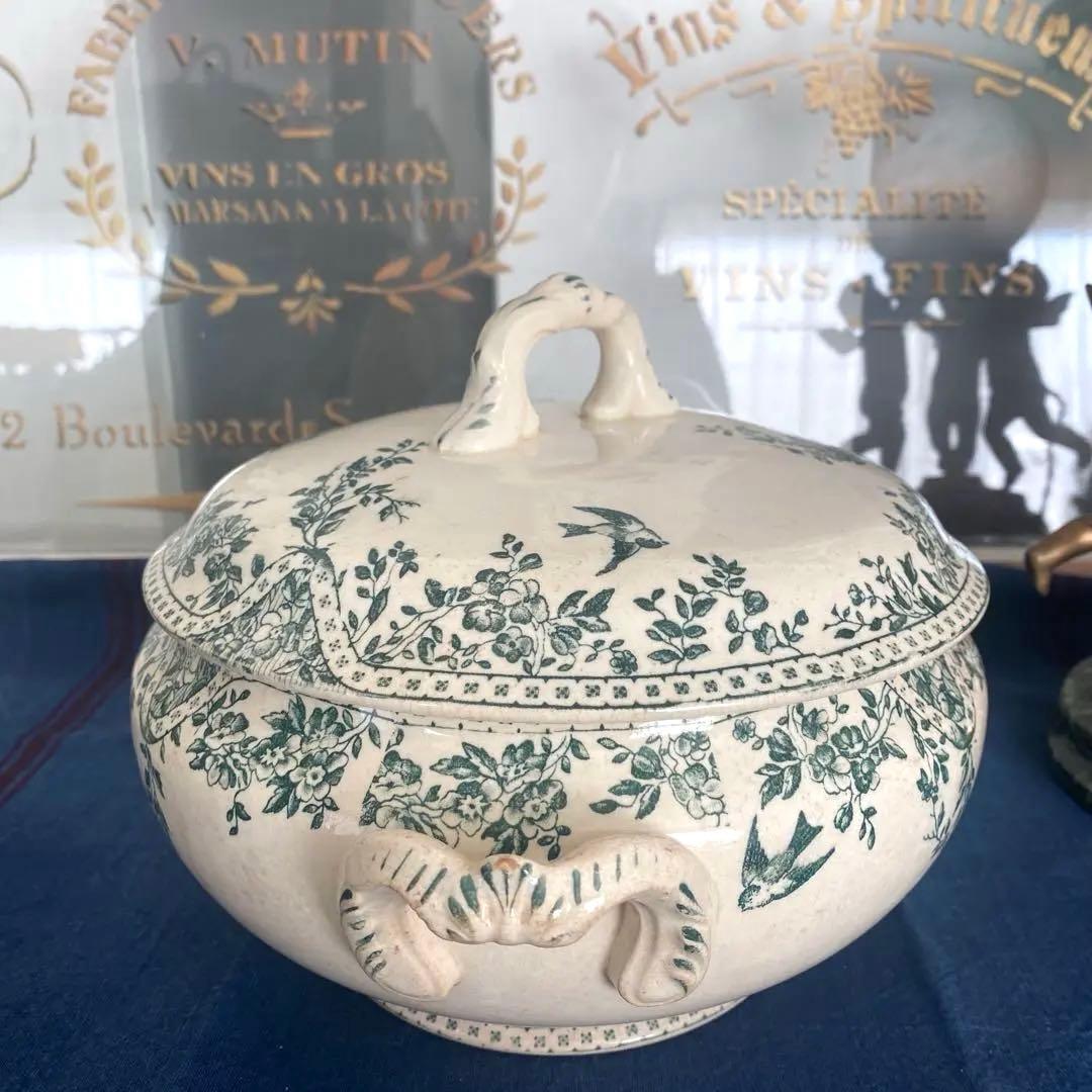 フランス アンティーク ボルドー窯 スーピエール ツバメ バード 鳥