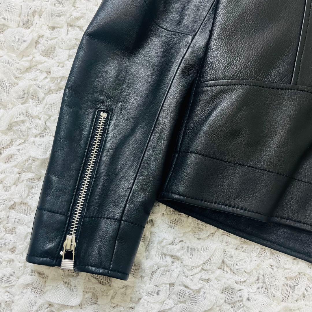 ATTENIRアテニア 羊革ラムレザーダブルライダースジャケット11号Lブラック