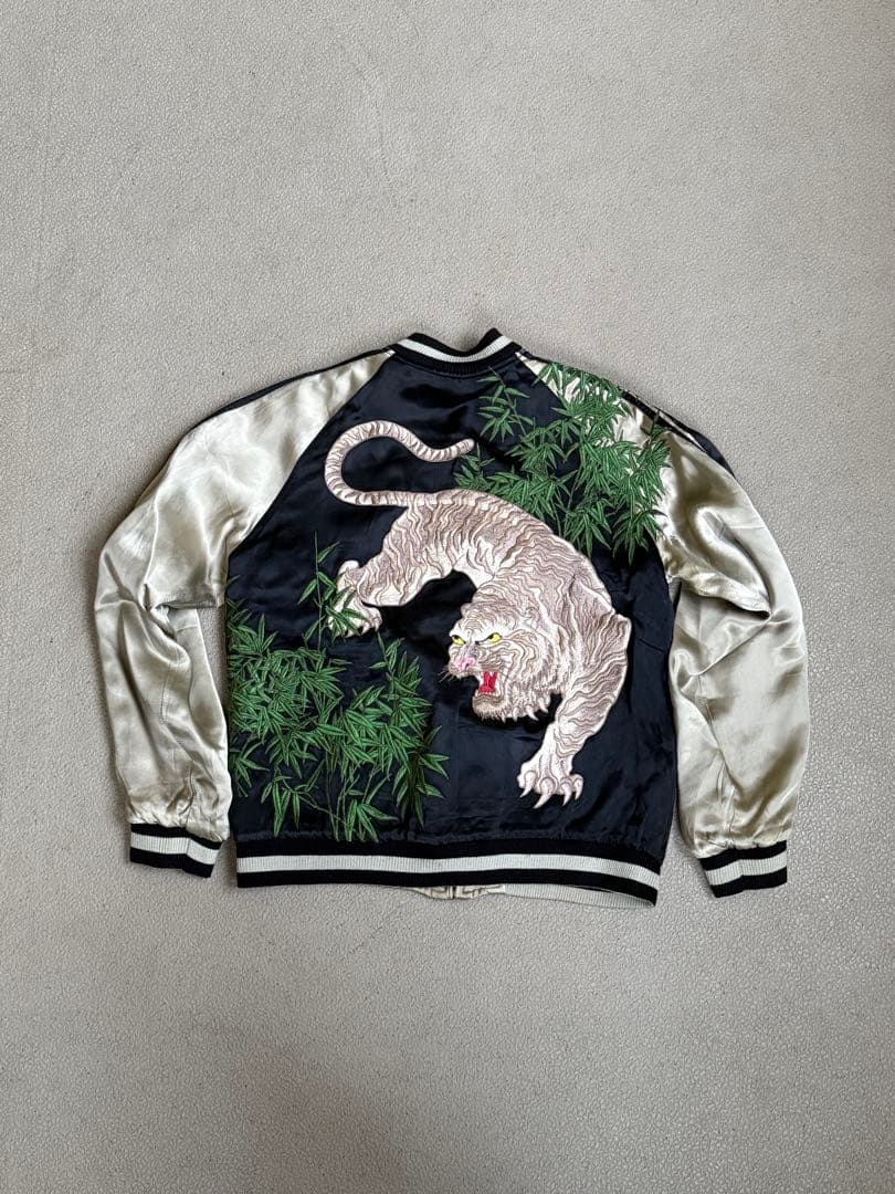 花旅楽団 スカジャン レーヨン100% リバーシブル 白虎　Mサイズ