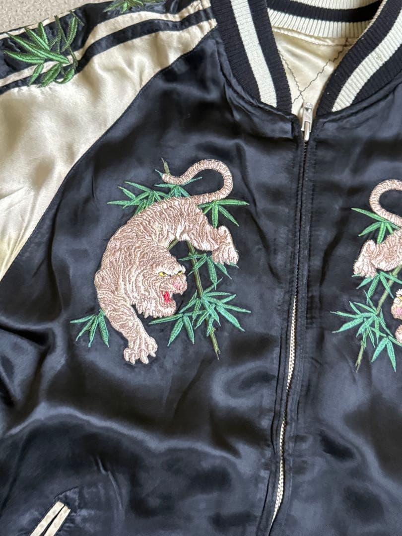 花旅楽団 スカジャン レーヨン100% リバーシブル 白虎　Mサイズ