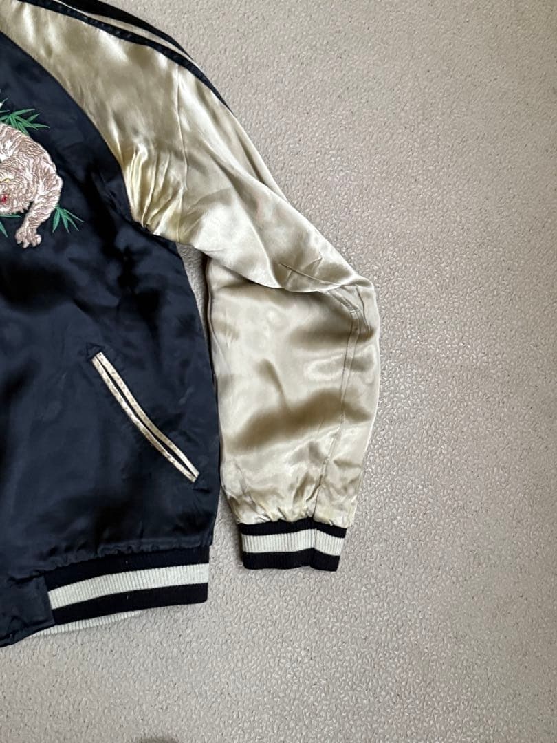 花旅楽団 スカジャン レーヨン100% リバーシブル 白虎　Mサイズ