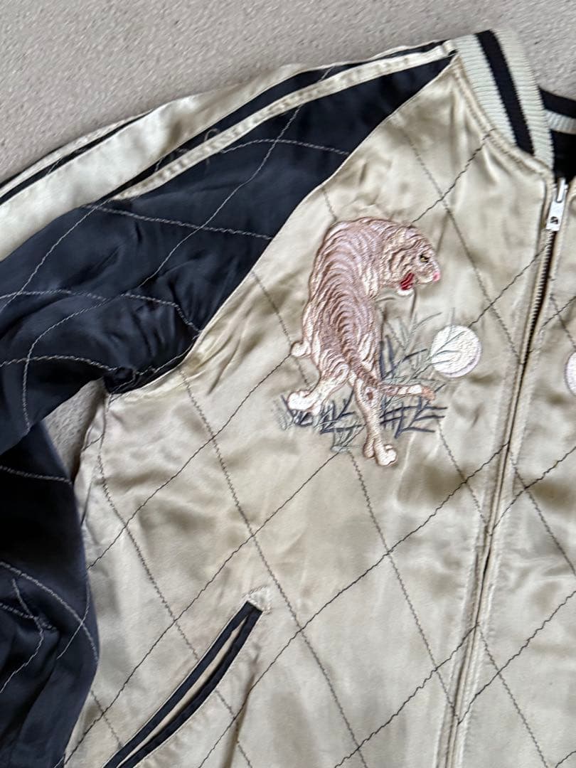 花旅楽団 スカジャン レーヨン100% リバーシブル 白虎　Mサイズ