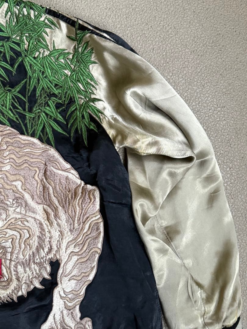 花旅楽団 スカジャン レーヨン100% リバーシブル 白虎　Mサイズ