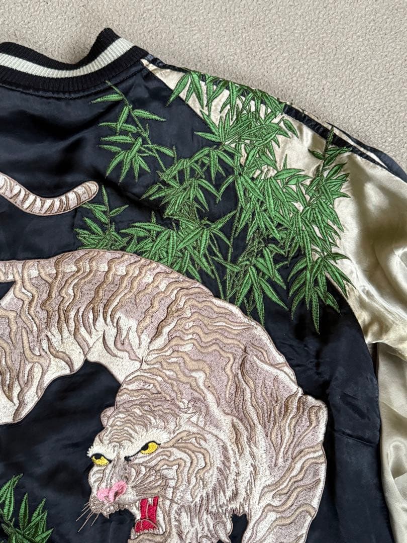 花旅楽団 スカジャン レーヨン100% リバーシブル 白虎　Mサイズ