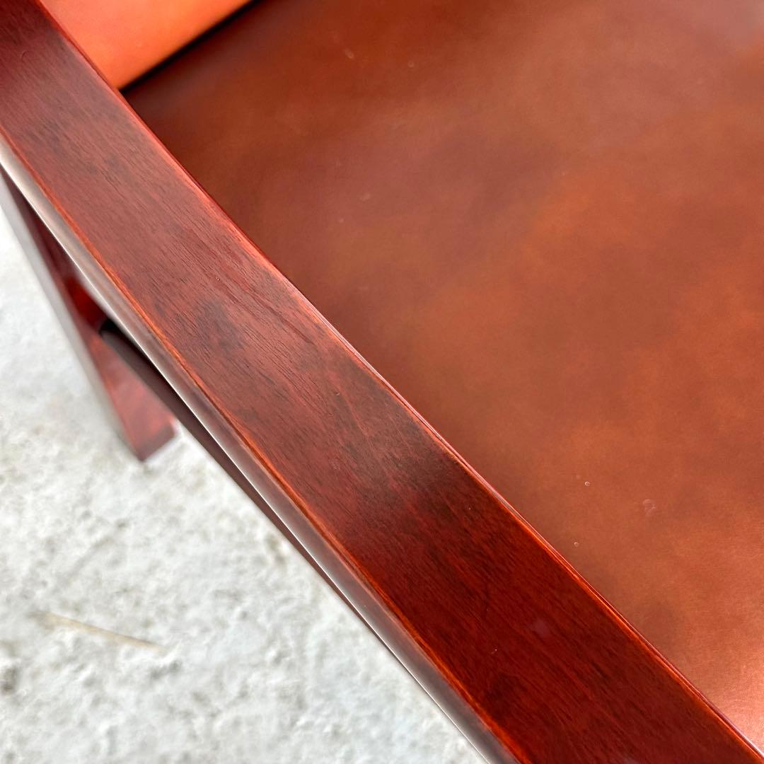 ★1980年代★ morishigeオリーブ印 アームチェア 本革 国産高級家具