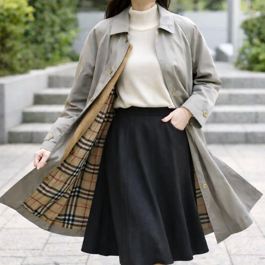 美品 BURBERRY ステンカラーコート ウールライナー付 ノバチェック
