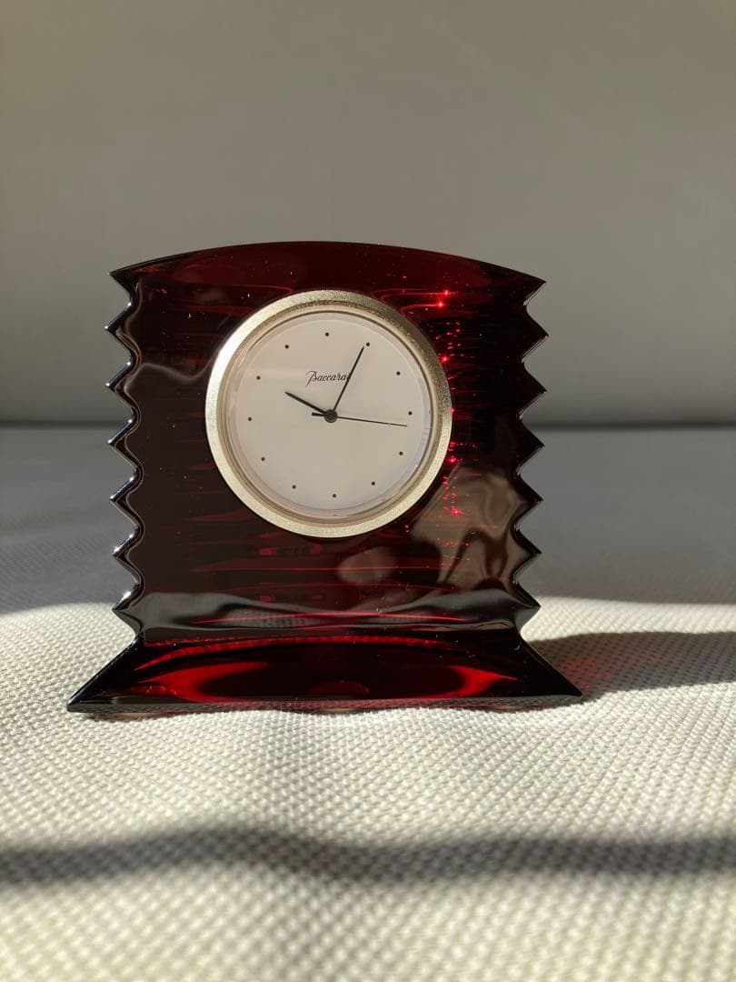 バカラ置き時計　クリスタルレッド 電池交換済み