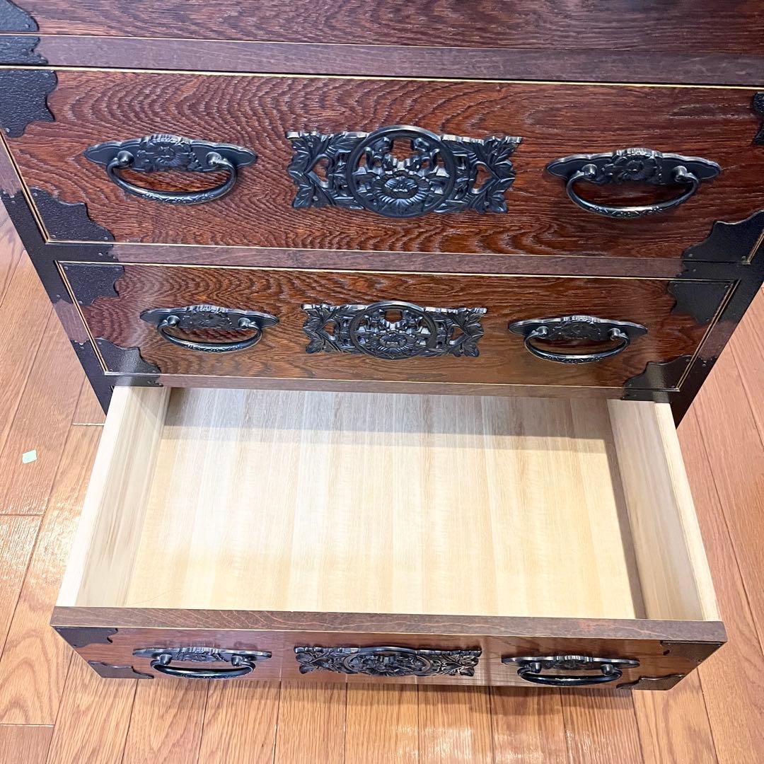 【極美品】民芸家具 5段チェスト 整理箪笥 時代箪笥 収納家具 欅材 和家
