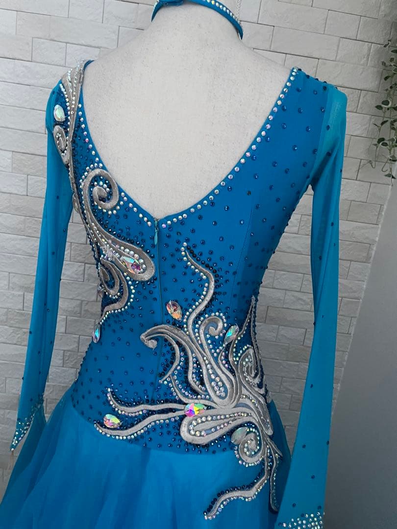 社交ダンス　スタンダードドレス⭐️ブルーM