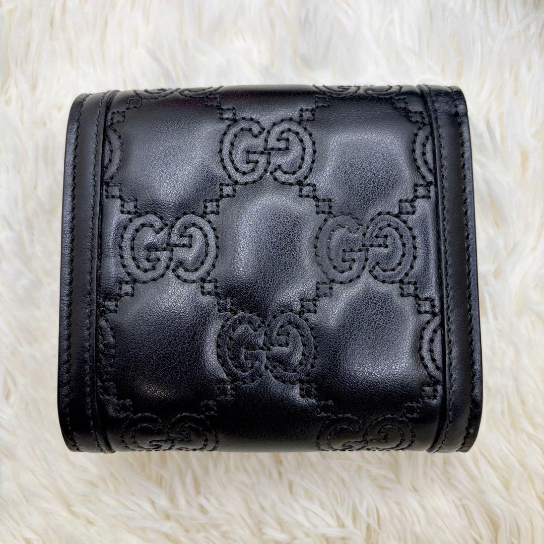 美品✨GUCCI GG マトラッセ 二つ折り財布 黒 キルティング
