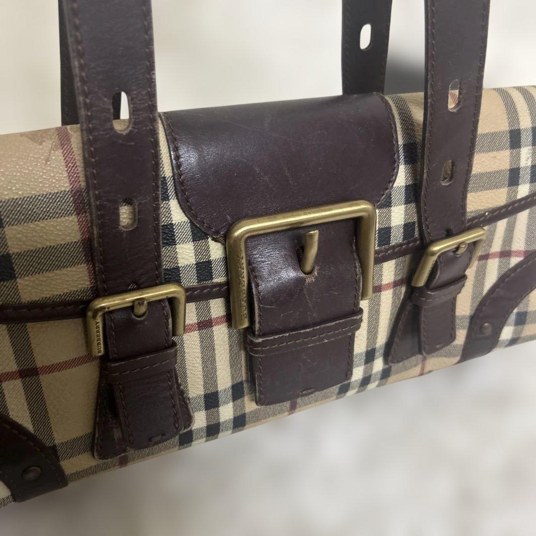【希少デザイン】バーバリー BURBERRY ミニボストンバッグ ハンドバッグ