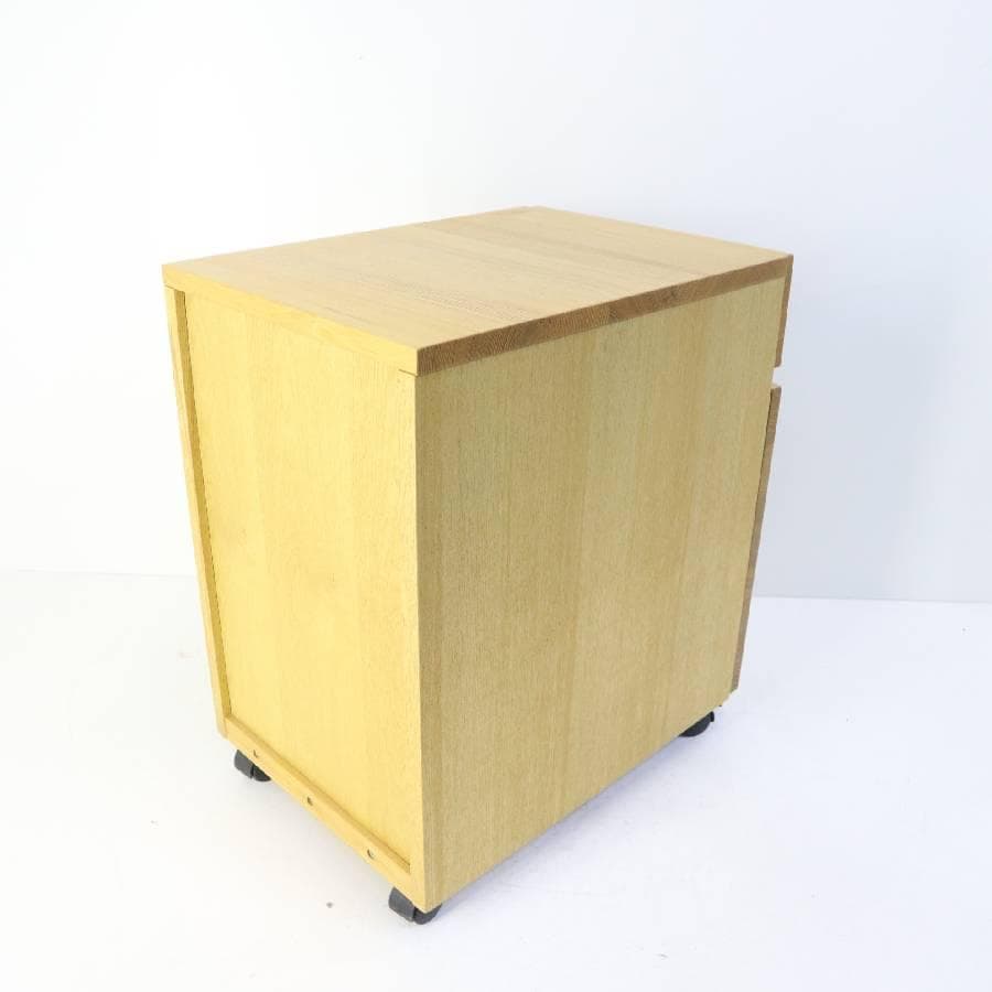 無印良品 タモ材 キャビネット デスクワゴン ドロワー キャスター付き