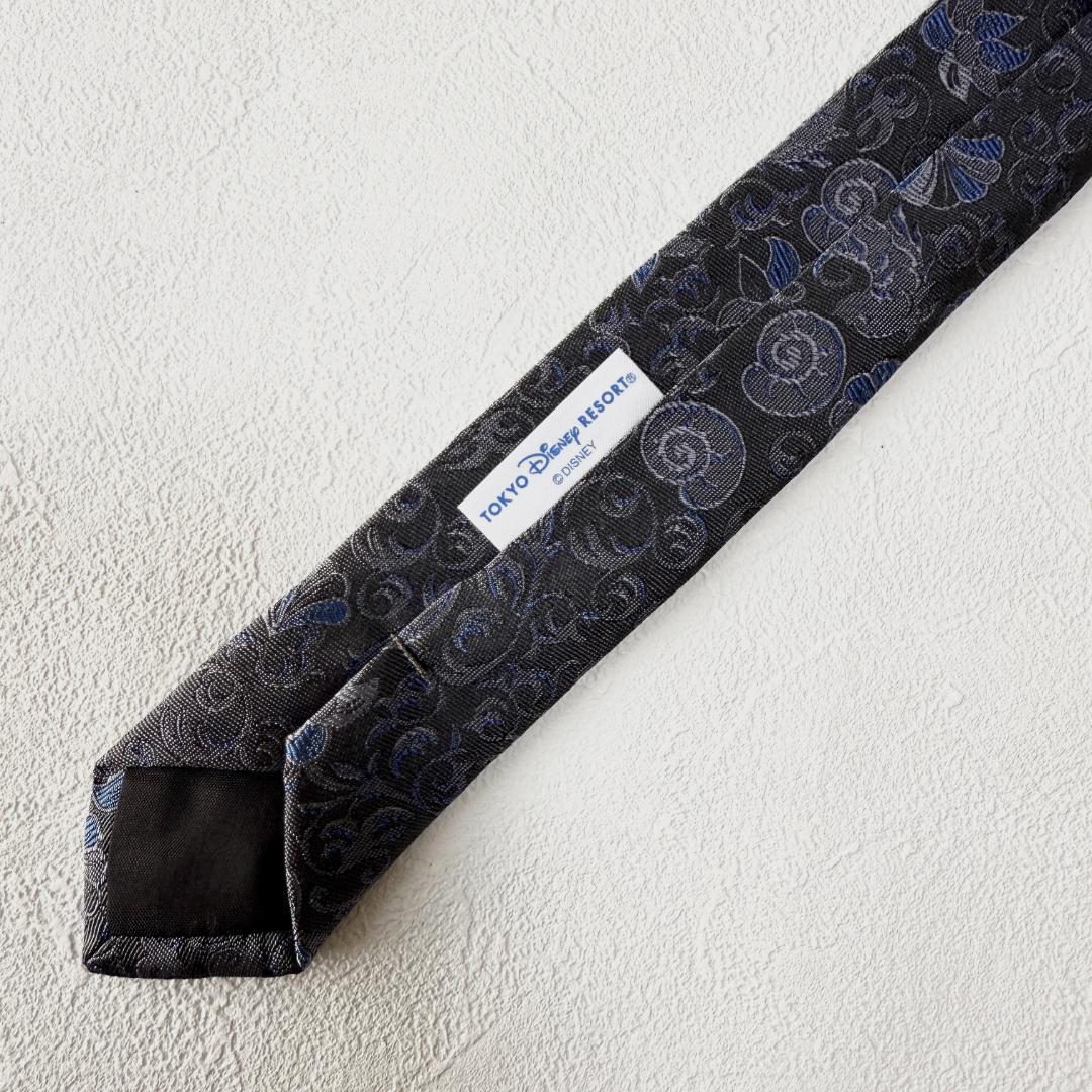 未使用級✨ホテルミラコスタ ネクタイ グレー ペイズリー風 ロゴ シルク 日本製