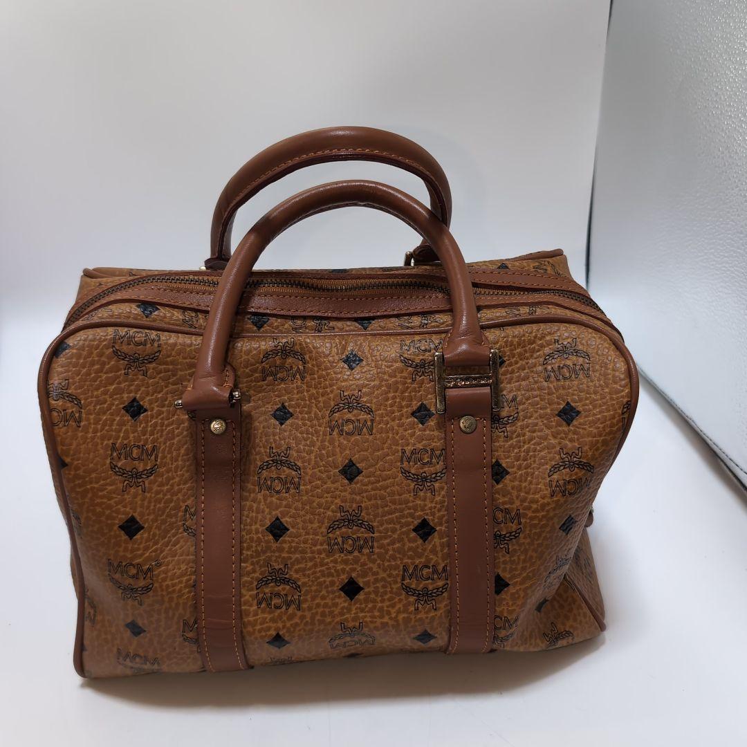 MCM エムシーエム ミニボストンバッグ ヴィセトス柄 レザー プレート