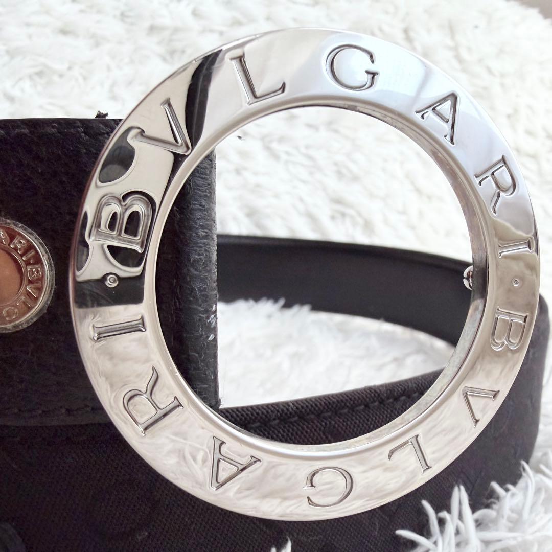 【未使用】ブルガリ ベルト ロゴマニア サークルロゴ シルバー金具 ブラック