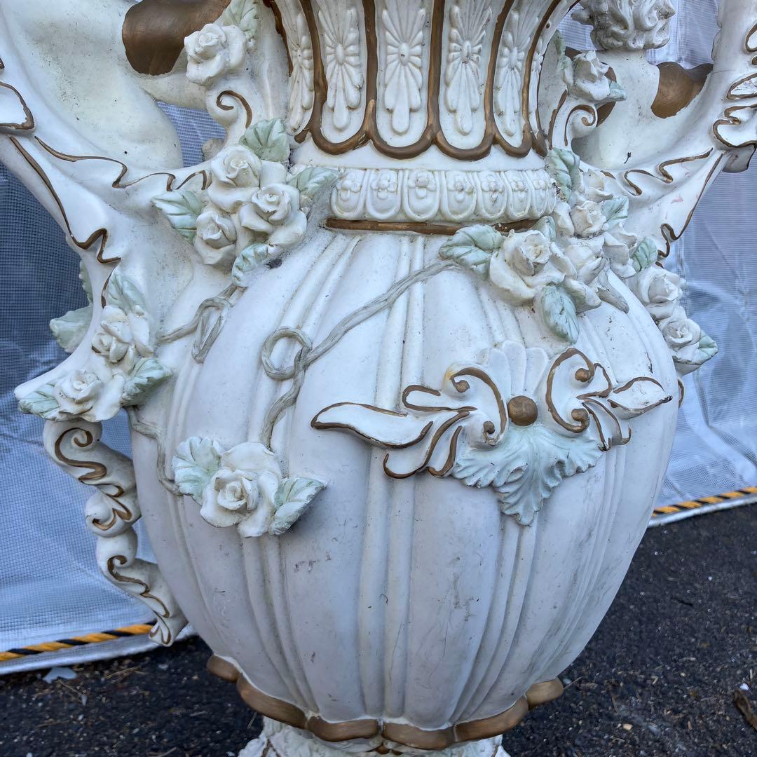A-1 西洋アンティーク調 天使 薔薇 大型花瓶 オブジェ 置物 ロココ調