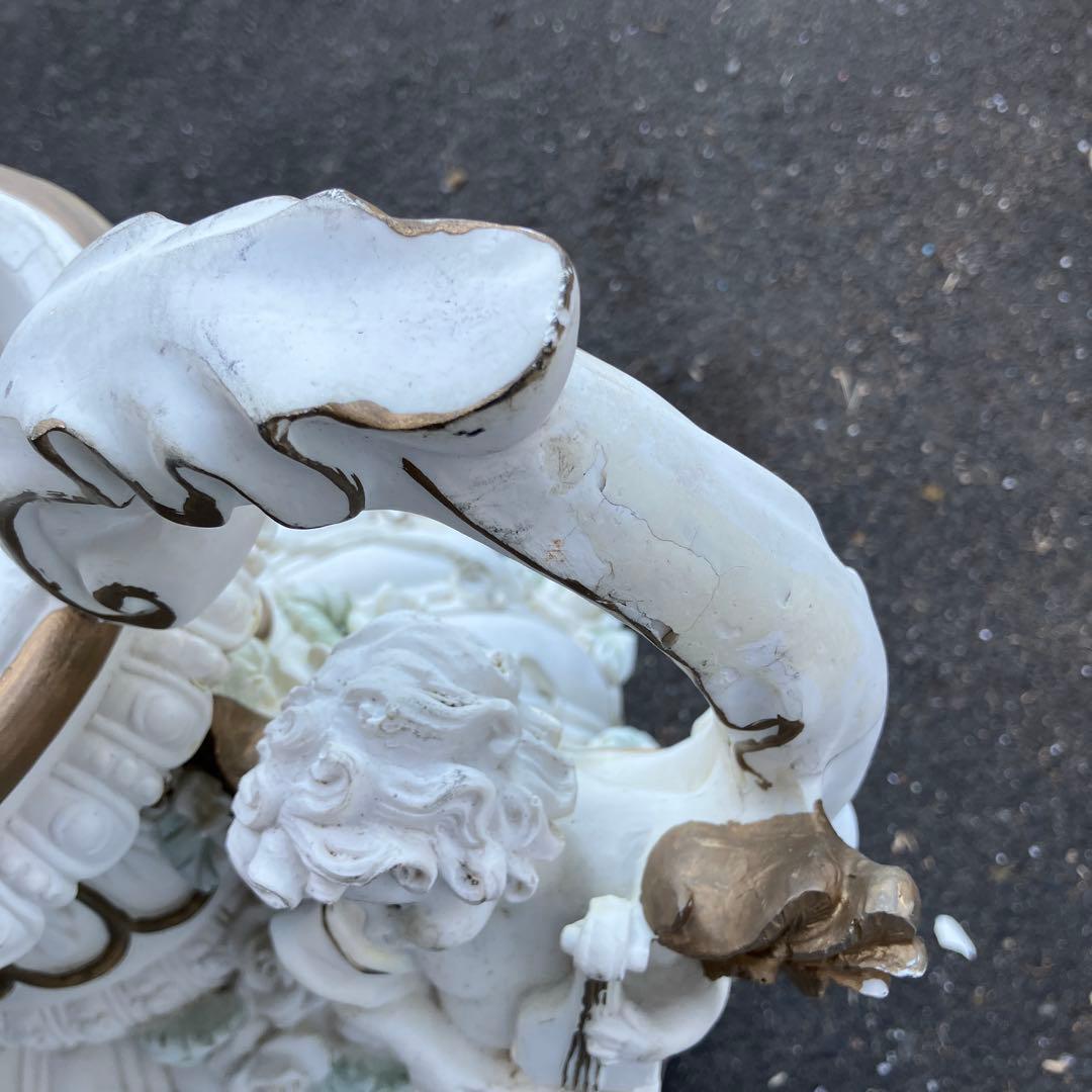 A-1 西洋アンティーク調 天使 薔薇 大型花瓶 オブジェ 置物 ロココ調