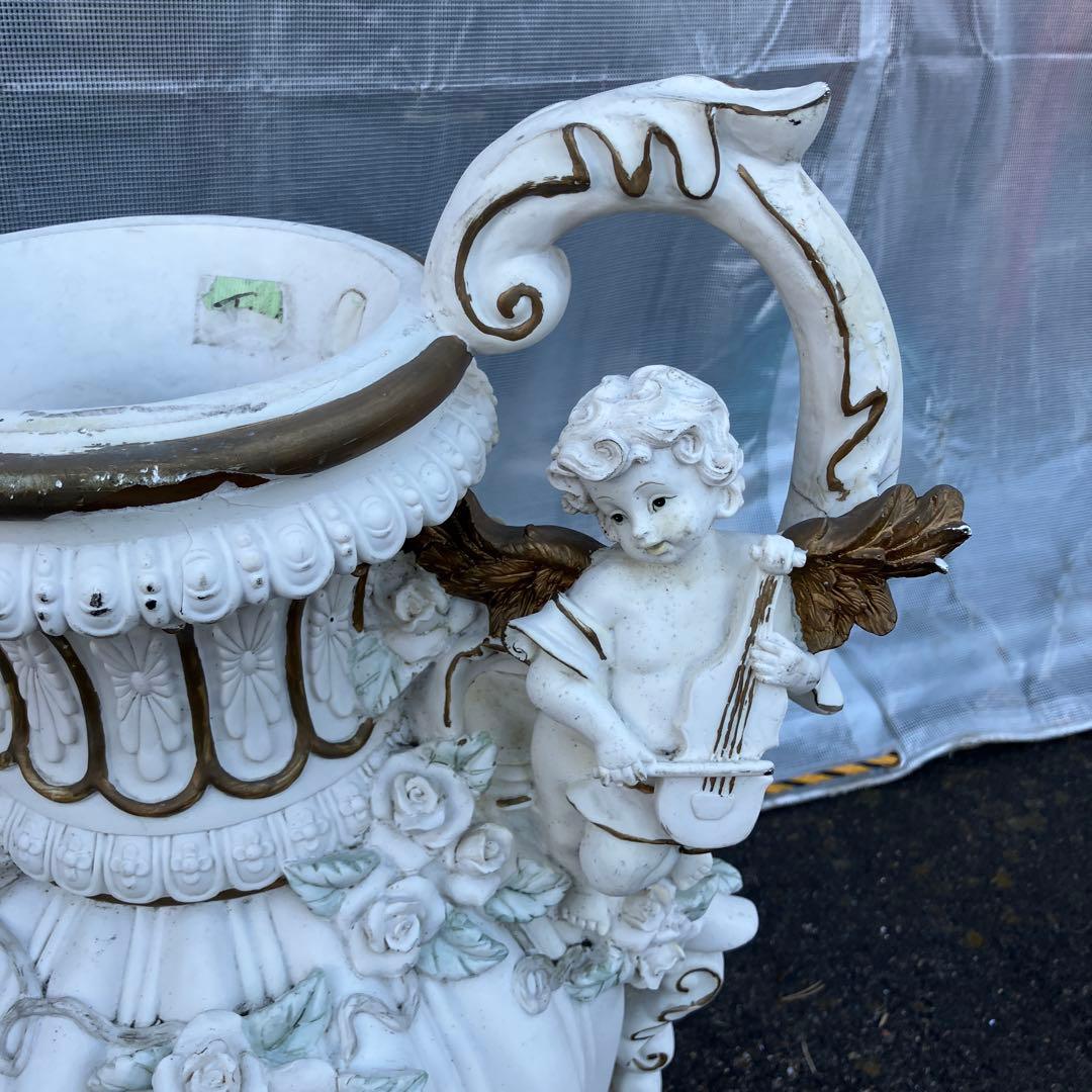 A-1 西洋アンティーク調 天使 薔薇 大型花瓶 オブジェ 置物 ロココ調