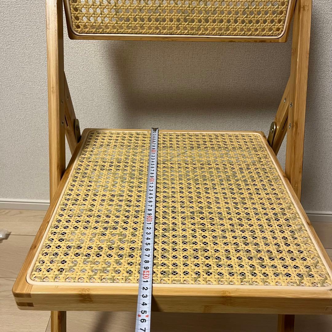 ラタン ダイニングチェア 2脚セット 北欧風 韓国風 折り畳み 座椅子
