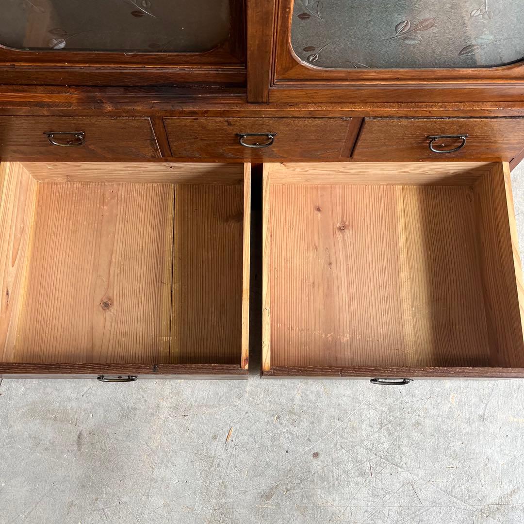 アンティーク ガラス 戸棚 キャビネット 飾り棚 昭和レトロ 無垢材 z499