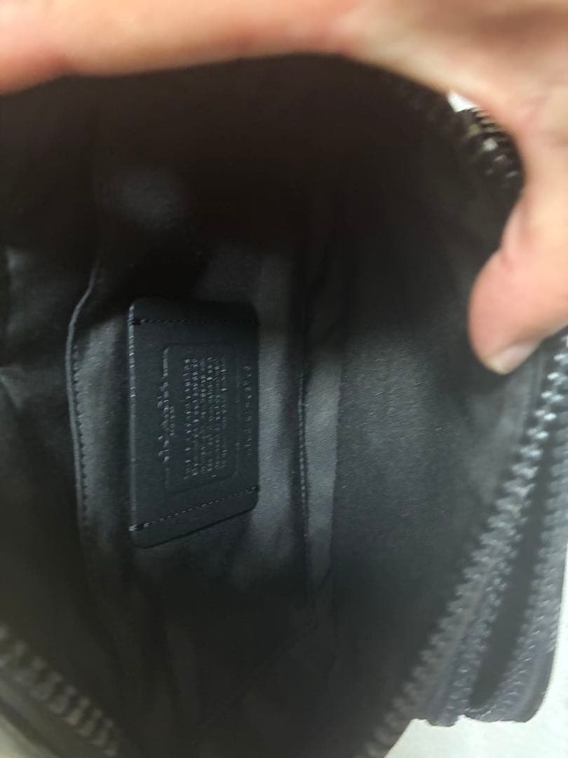 美品 COACH ボディバッグ C3765 シグネイチャー ブラック レザー