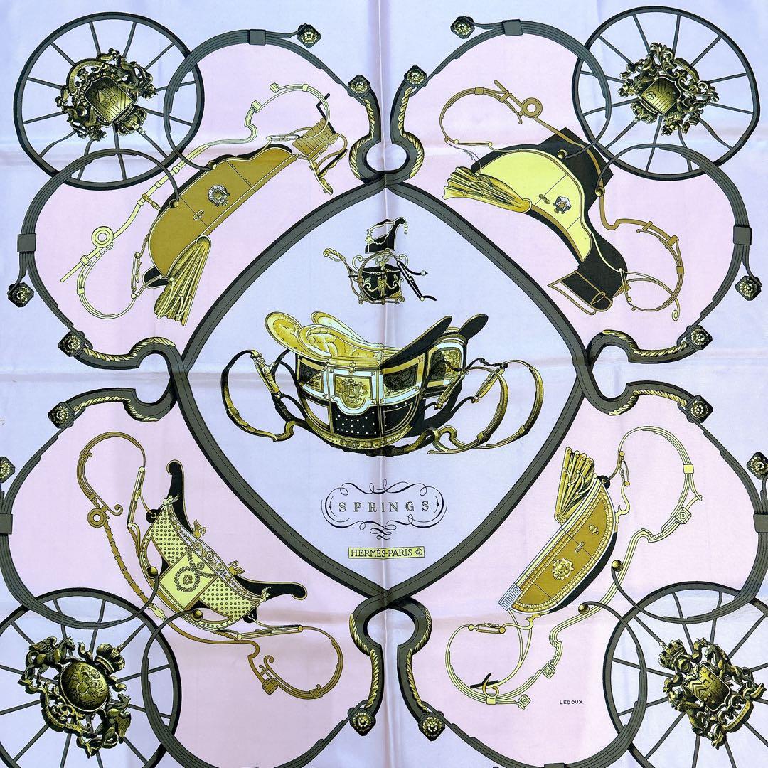 【タグあり】エルメス カレ90 SPRINGS シルクスカーフ ピンク系