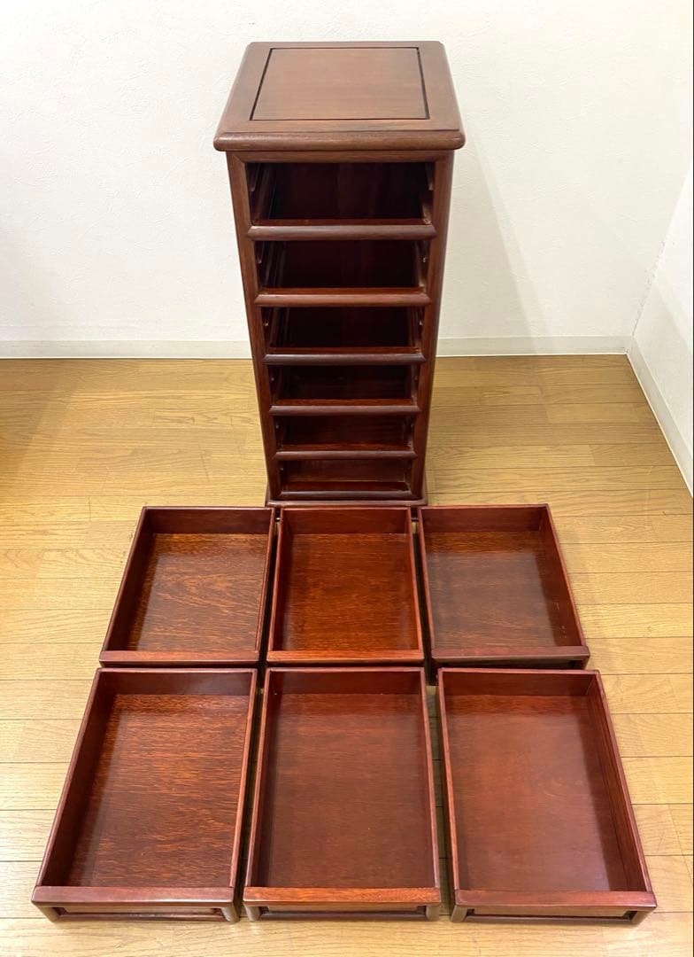 木製 唐木 花梨 チェスト 引き出し タンス インテリア 6杯