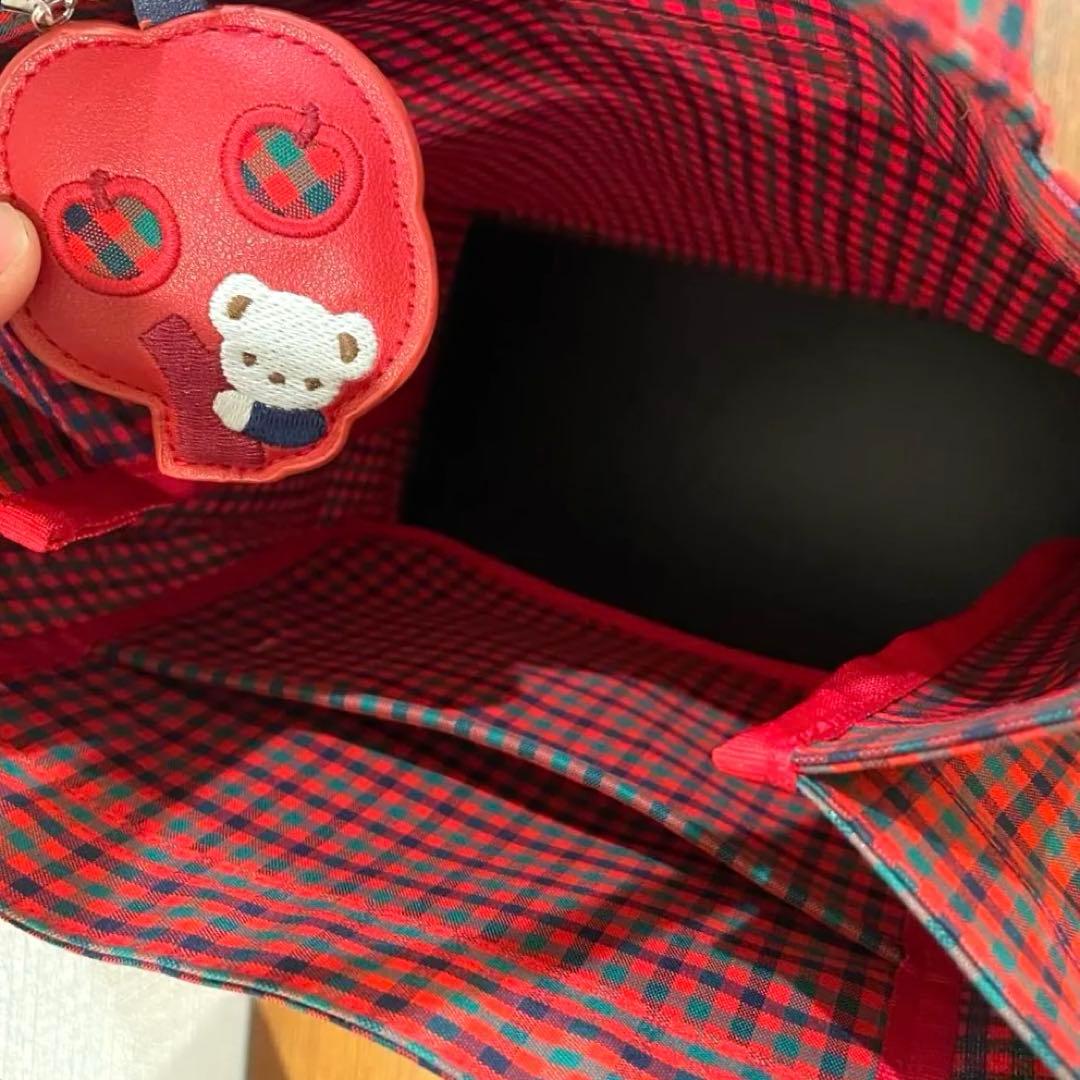 familiar ファミリア 赤黒チェック トートバッグ大