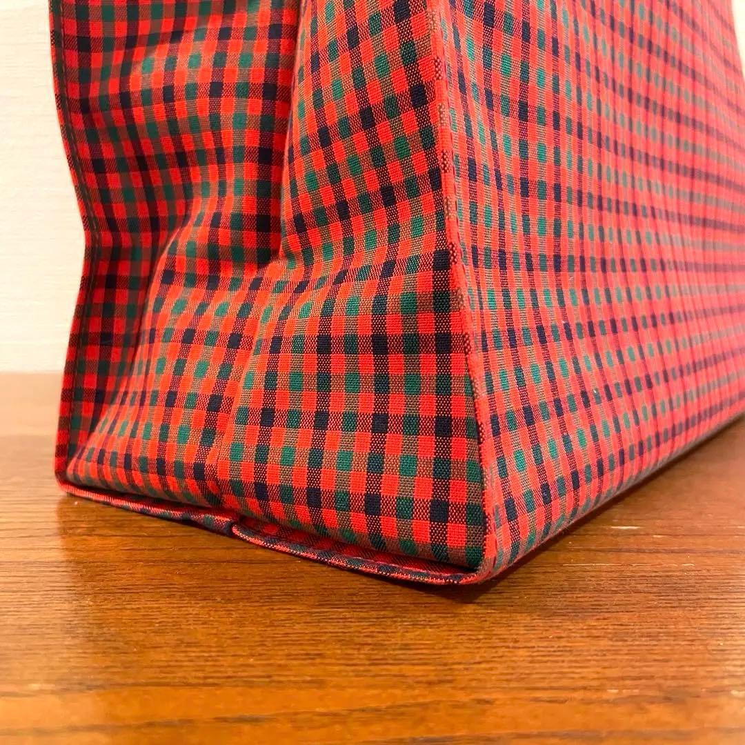 familiar ファミリア 赤黒チェック トートバッグ大