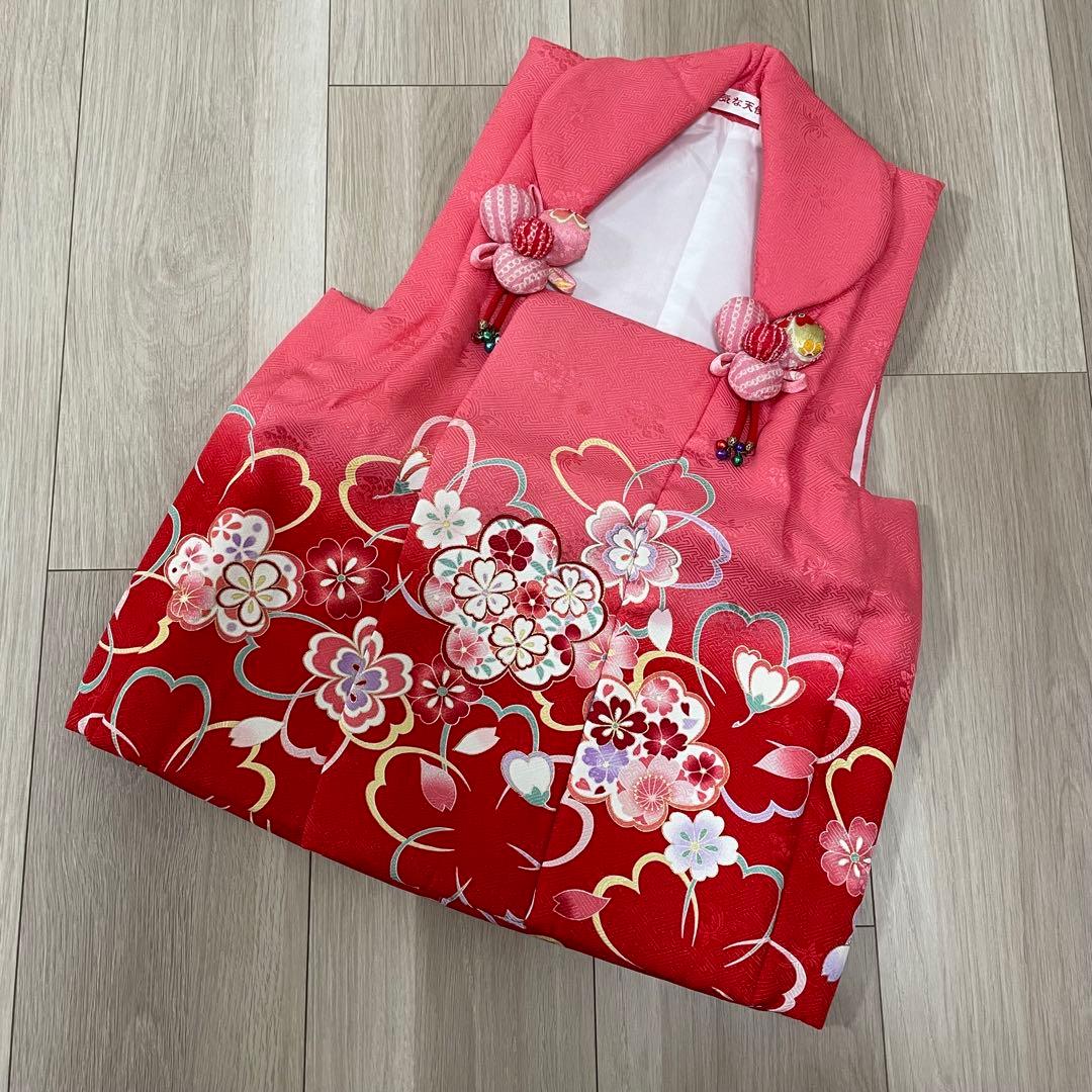 《七五三》3歳 正絹お着物セット 正絹被布 草履 バッグ 髪飾り付き