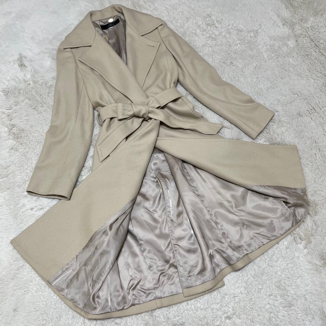 美品　イネド　カシミヤ混　ロング　チェスター コート ベルト　女優襟　L 11