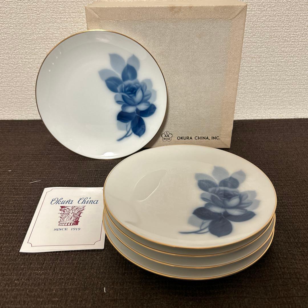 大倉陶園　ブルーローズ　デザートプレート　16.5cm 新品未使用
